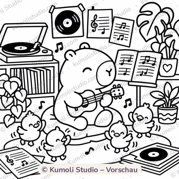 Ausmalbild: Capi macht Musik